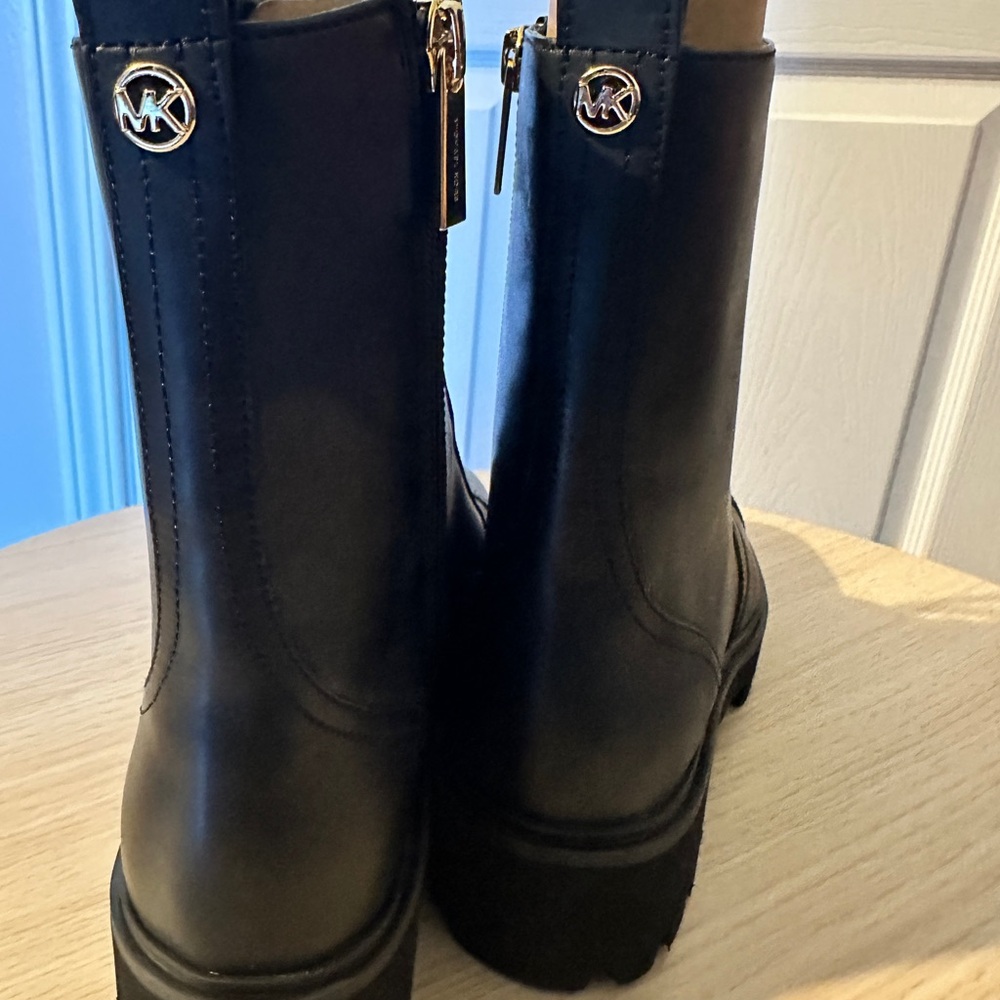 Michael Kors Black Weiss Combat Moto Bootie faux leather - Picture 7 of 9